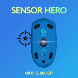 Mouse Logitech G305 Inalambrico, Lightspeed Sensor Hero AZUL