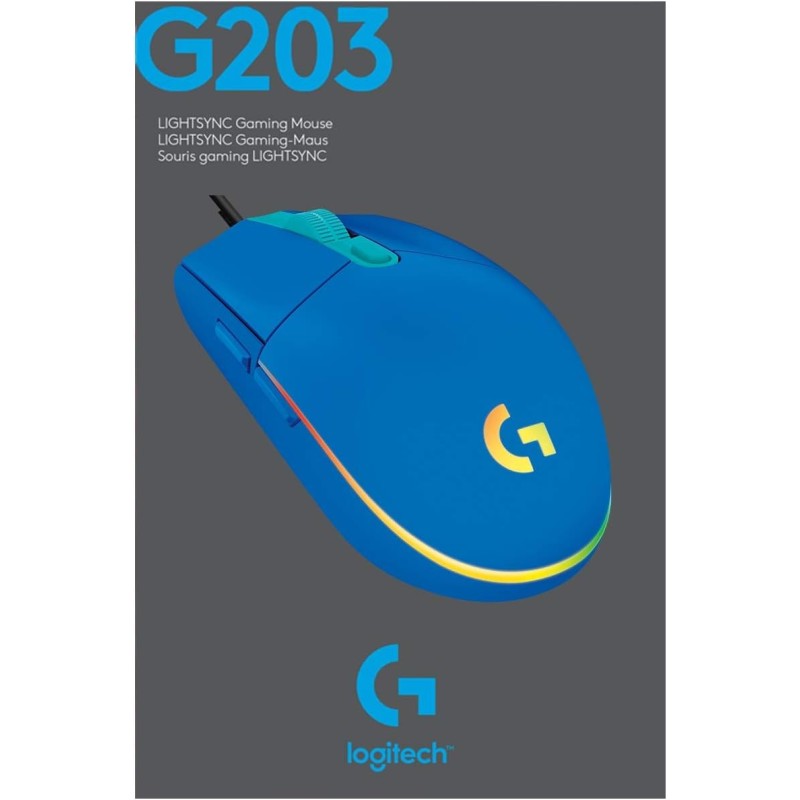 Mouse Gamer Logitech G203 RGB LIGHTSYNC Blue