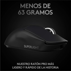 Mouse Logitech G Pro X Superlight Wireless Negro 25,600 DPI, Ultraligero con 63g