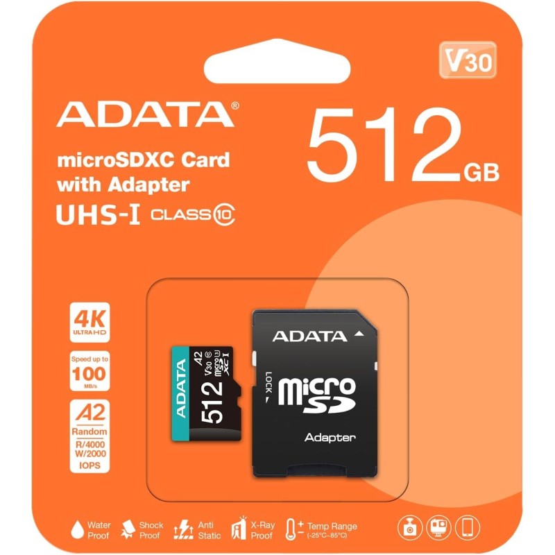 Tarjeta Adata MicroSD 512GB + Adaptador Tarjeta Adata MicroSD 512GB + Adaptador