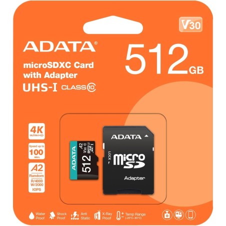 Tarjeta Adata MicroSD  512GB + Adaptador