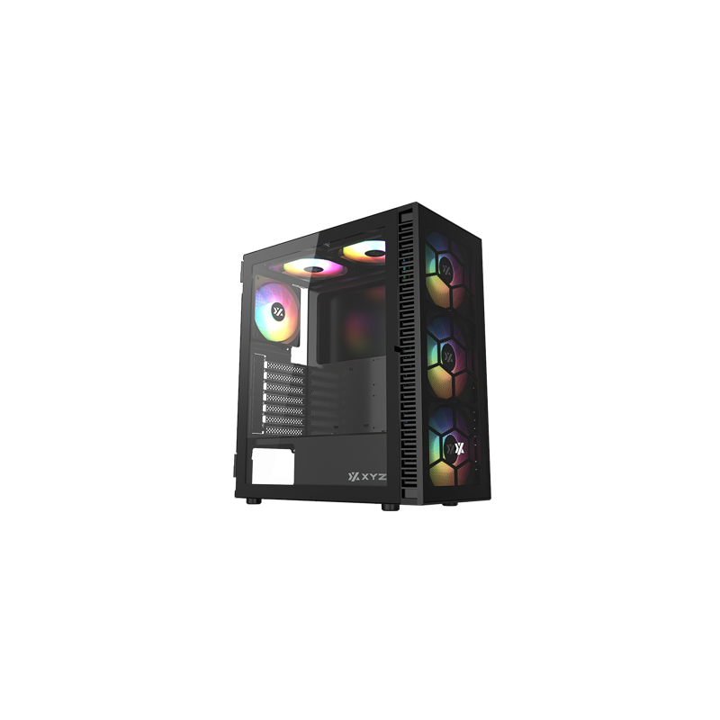 Gabinete Gamer XYZ AIRONE 100 Mesh Black, 6x 120/140mm A-RGB Fan, USB 3.0, ATX