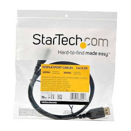 Cable DisplayPort 1.4 de 1m con Certificación VESA