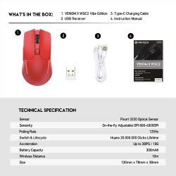 Mouse Inalámbrico VENOM II WGC2 Wireless Red