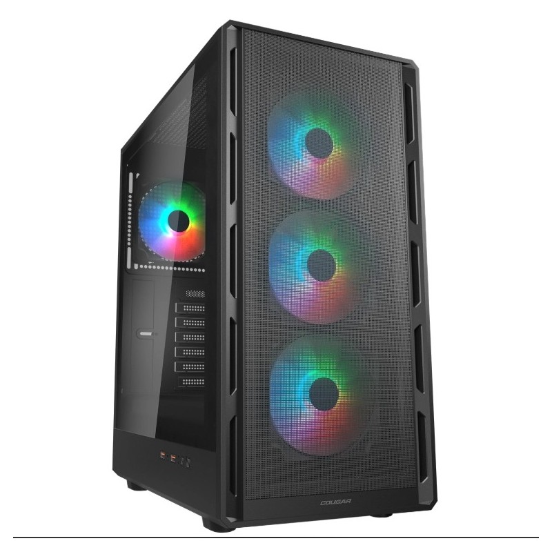 Gabinete - Cougar Airface Pure RGB Negro - ATX - Incluye 4 Fan 3 x 120 mm RGB frontales y 1 fan RGB posterior