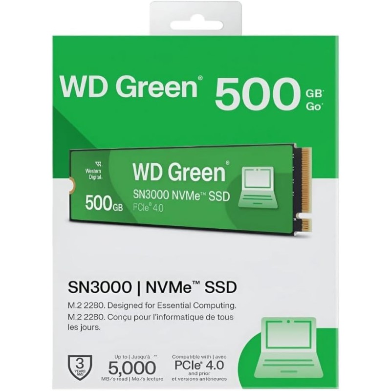 Western Digital SSD interno WD SN3000 NVMe verde de 500 GB
