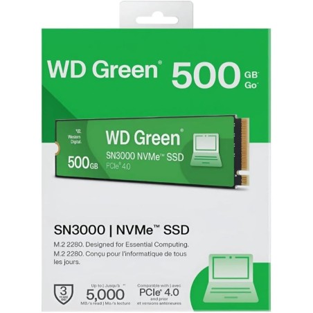 Western Digital SSD interno WD SN3000 NVMe verde de 500 GB
