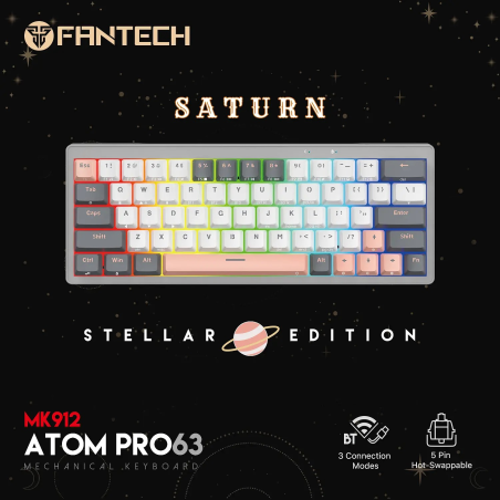 Teclado Mecánico Inalámbrico 60% MK912 ATOM PRO63 Saturn