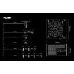 Fuente de Poder 700W (Certificada) - XPG Probe - 80 Plus Bronze - ATX no modular