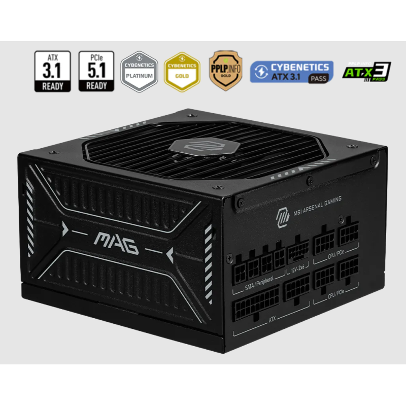 Fuente de Poder MSI MAG A850GLS PCIE5 (850 W) GOLD Modular