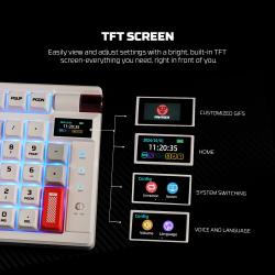 Teclado Mecánico Inalámbrico con Pantalla  MK918 ATOM PRO97 White (Switch Blue)